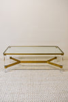 Vintage Acrylic and Brass Coffee Table with Glass Top