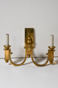 Pair of English Brass Two Arm Sconces