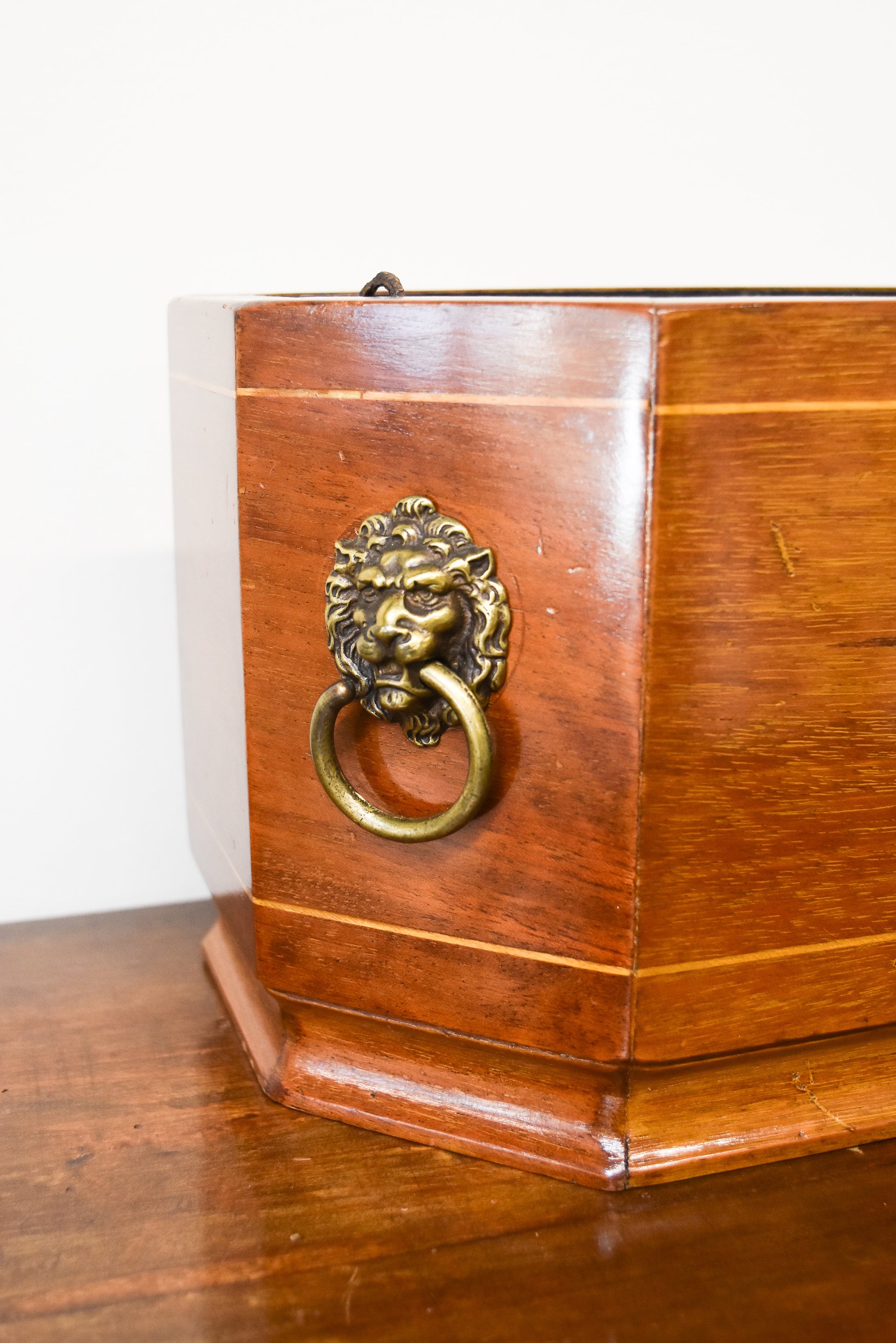 Vintage Wooden Planter with Lion Heads