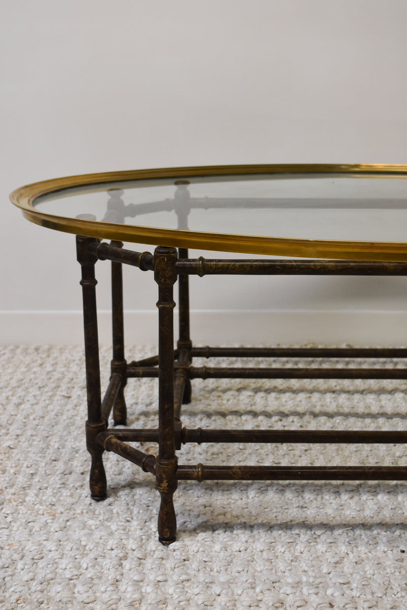 Coffee Table With Glass & Brass Top