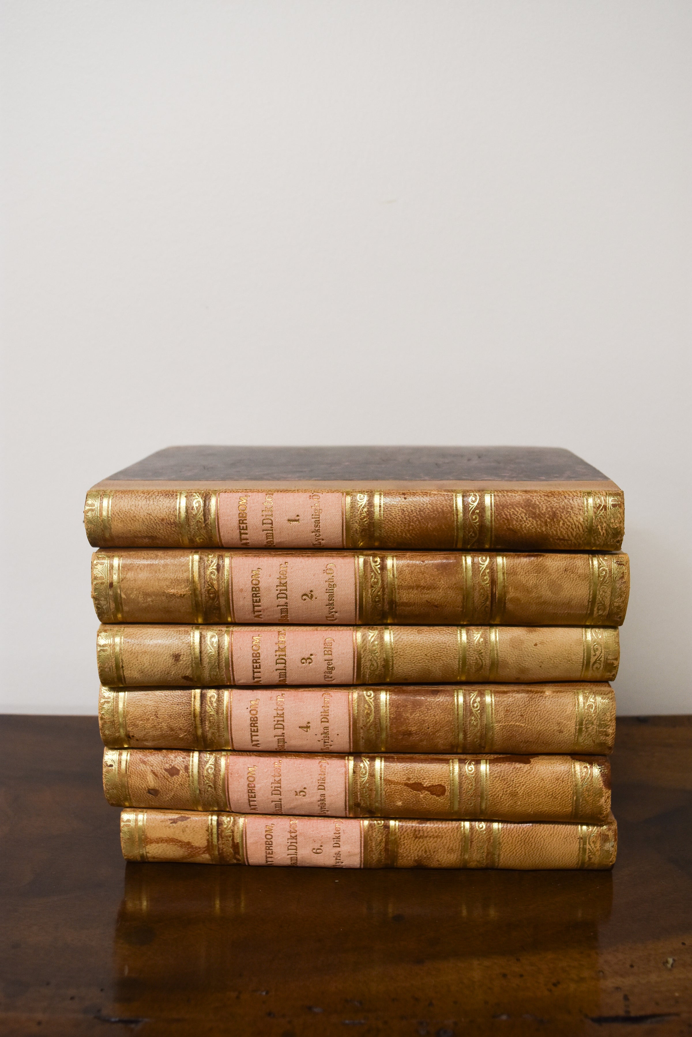 Set of 6 Antique Atternom Pink Books