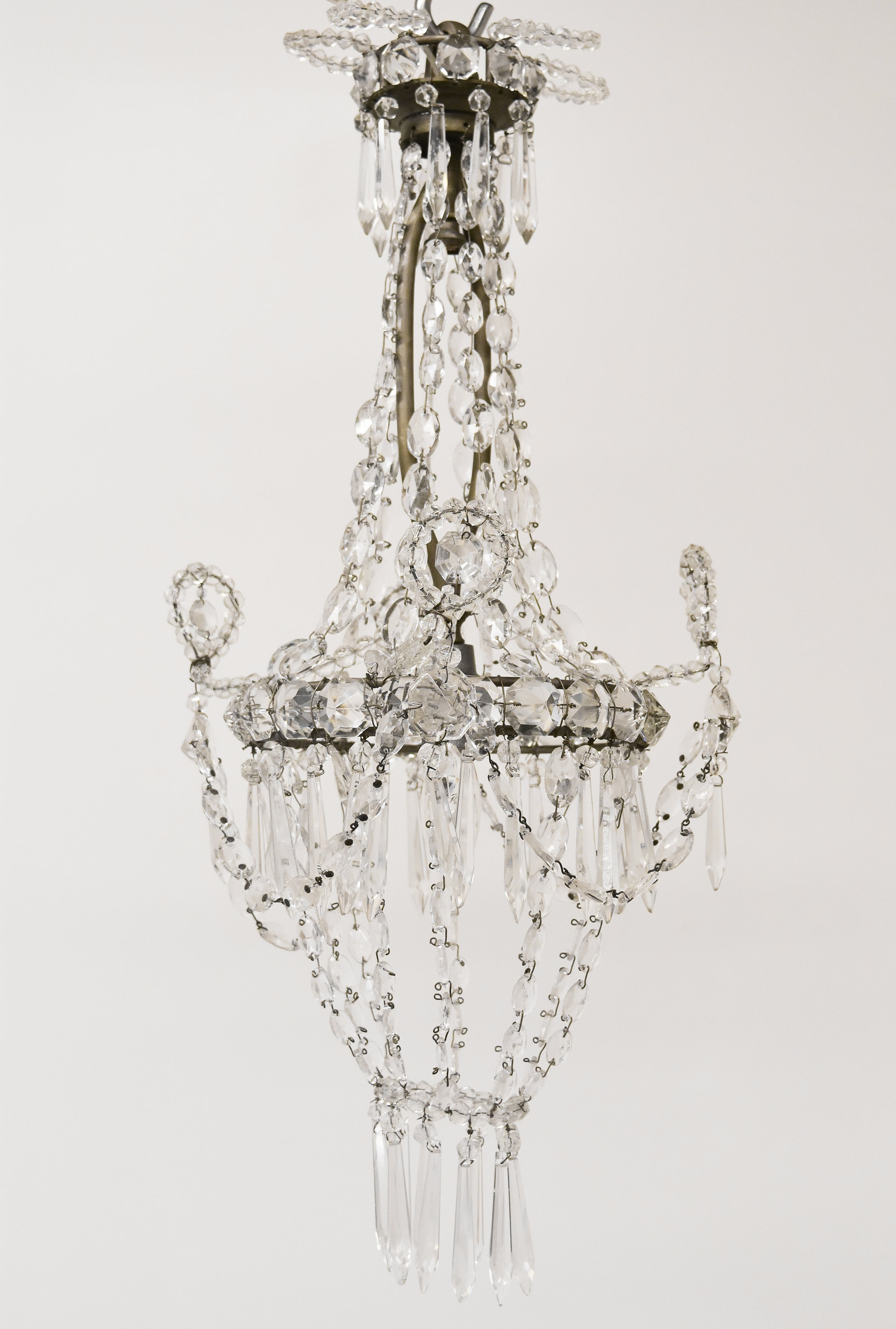 Petite French Crystal Basket Chandelier