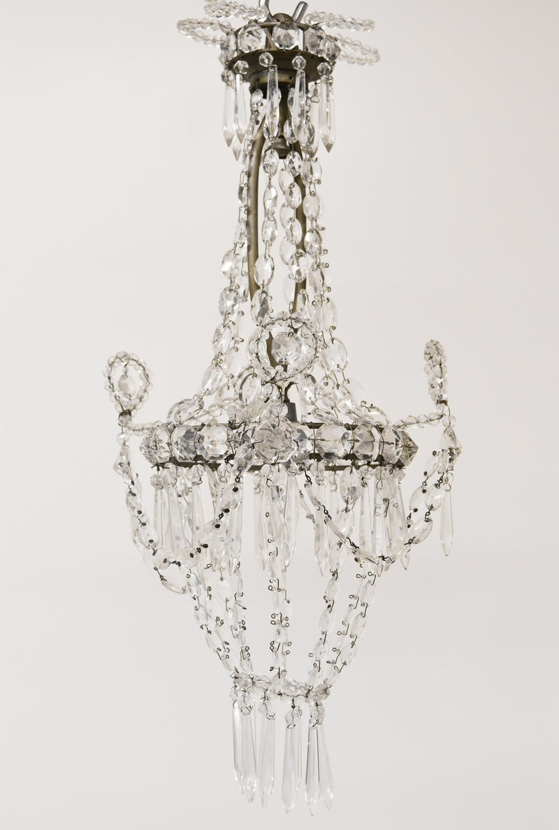 Petite French Crystal Basket Chandelier