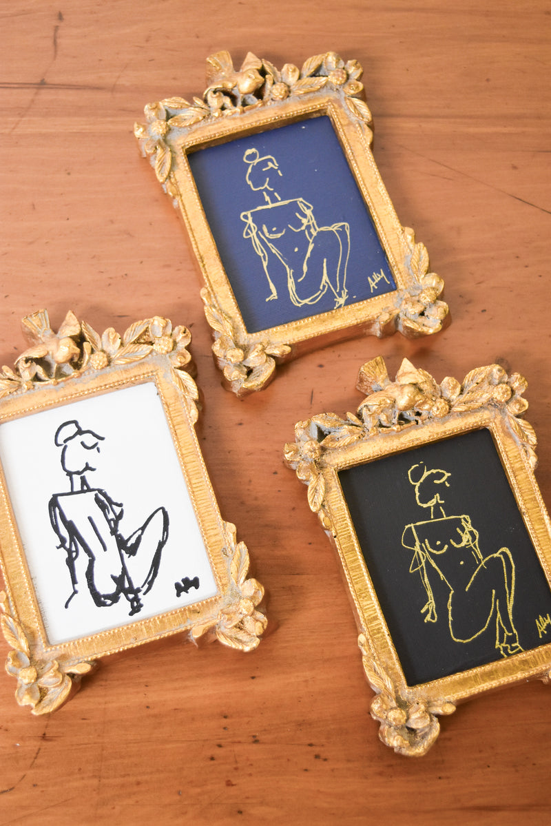 Mini Nude Sketch in Gold Frame