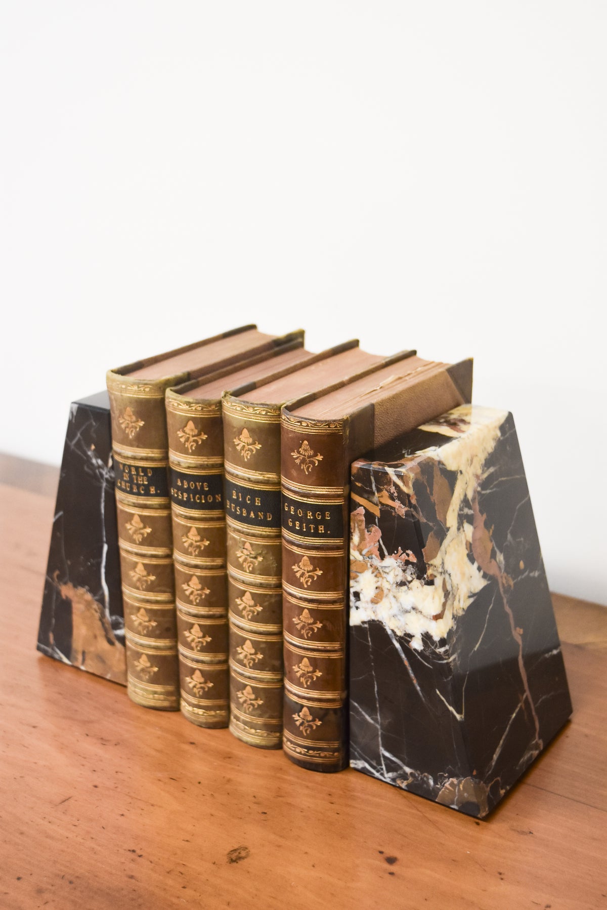 Pair of Vintage Brown Marble Bookends