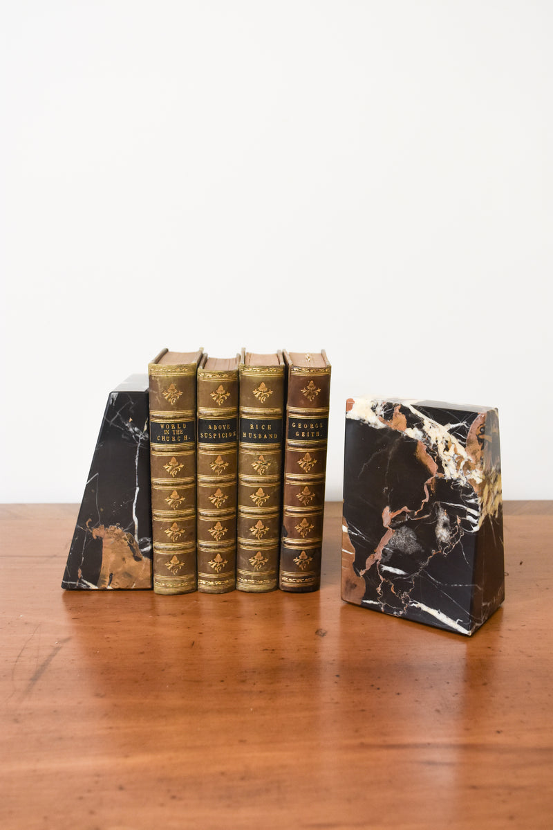 Pair of Vintage Brown Marble Bookends