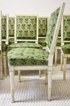 Set of 10 Painted Cream & Green French Chairs
