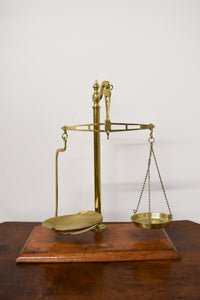 Antique Brass Scale on Wood Base