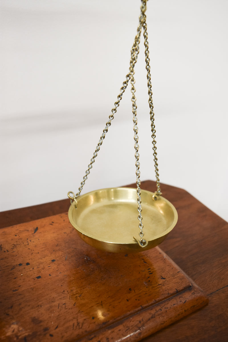 Antique Brass Scale on Wood Base