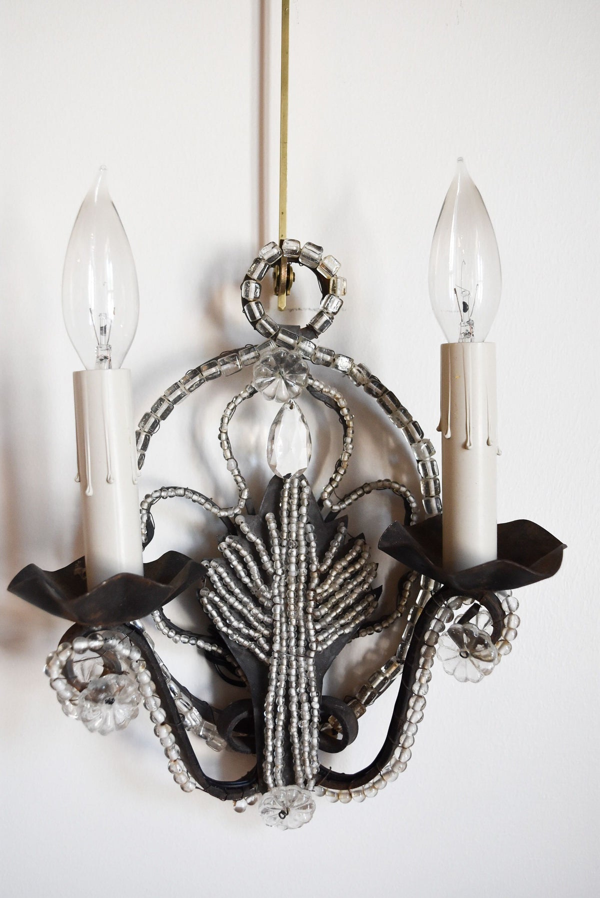 Pair of Antique Crystal Sconces