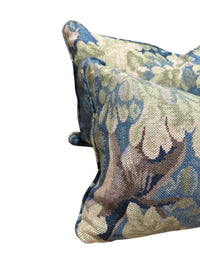 Pair of Blue & Green Landscape Lumbar Pillows