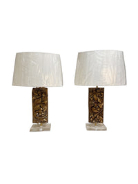Pair of Gold Giltwood Fragment Lamps