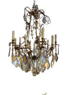 Gilt and Crystal Chandelier with Light Purple Prisms