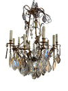 Gilt and Crystal Chandelier with Light Purple Prisms