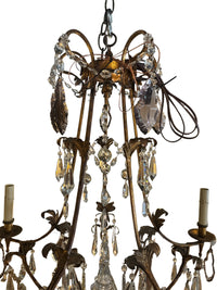 Gilt and Crystal Chandelier with Light Purple Prisms