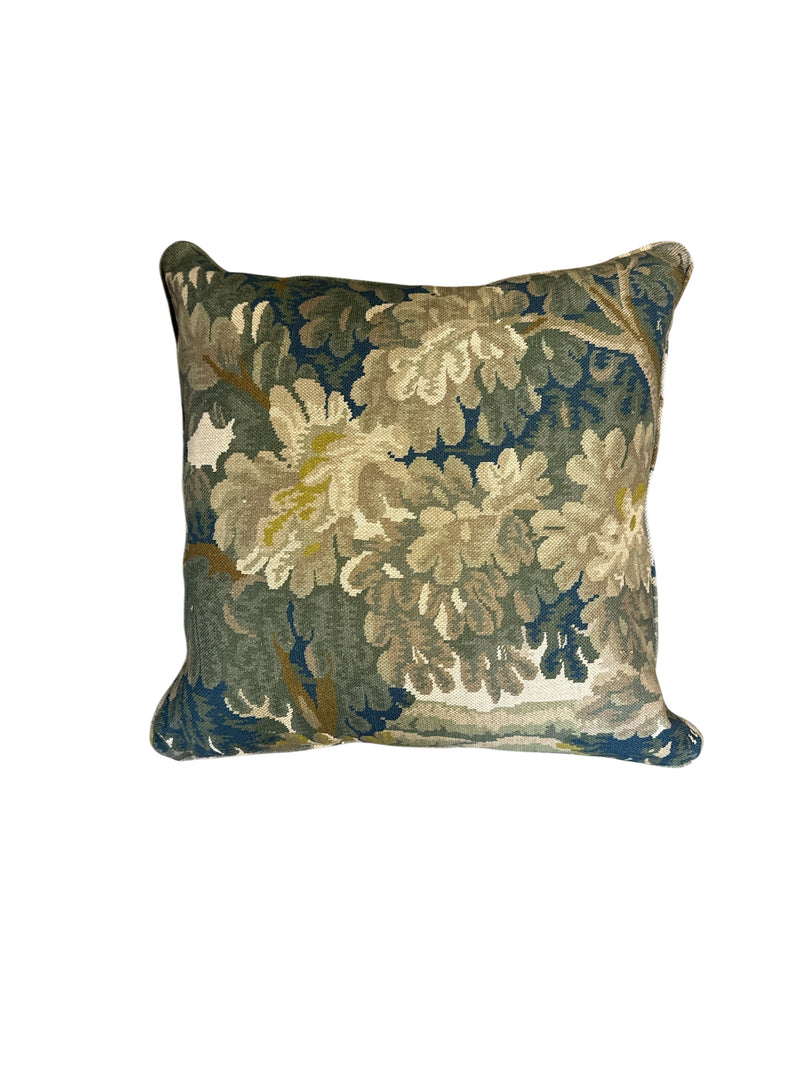 Pair of Sage & Blue Botanical Tapestry Pillows