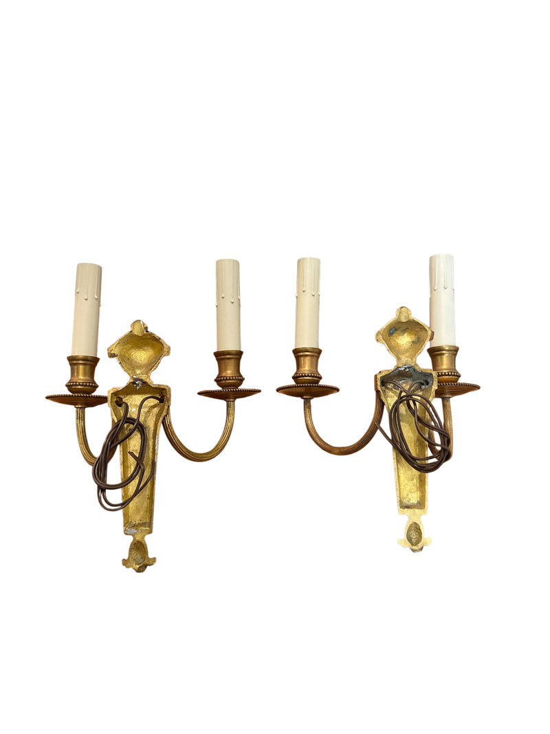 Pair of Brass Empire Sconces