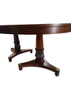 Vintage Baker Furniture Style Regency Walnut Double Pedestal Extension Oval Dining Table