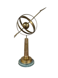 Vintage Brass Armillary Sphere on Marble Base