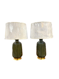 Pair of Olive Green Carolyn Lamps