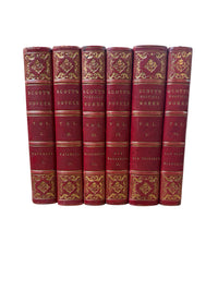 Set of 6 Antique “Scott’s Poetical Works & Novels” Red Leather Books