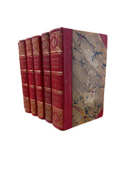 Set of 6 Antique “Scott’s Poetical Works & Novels” Red Leather Books