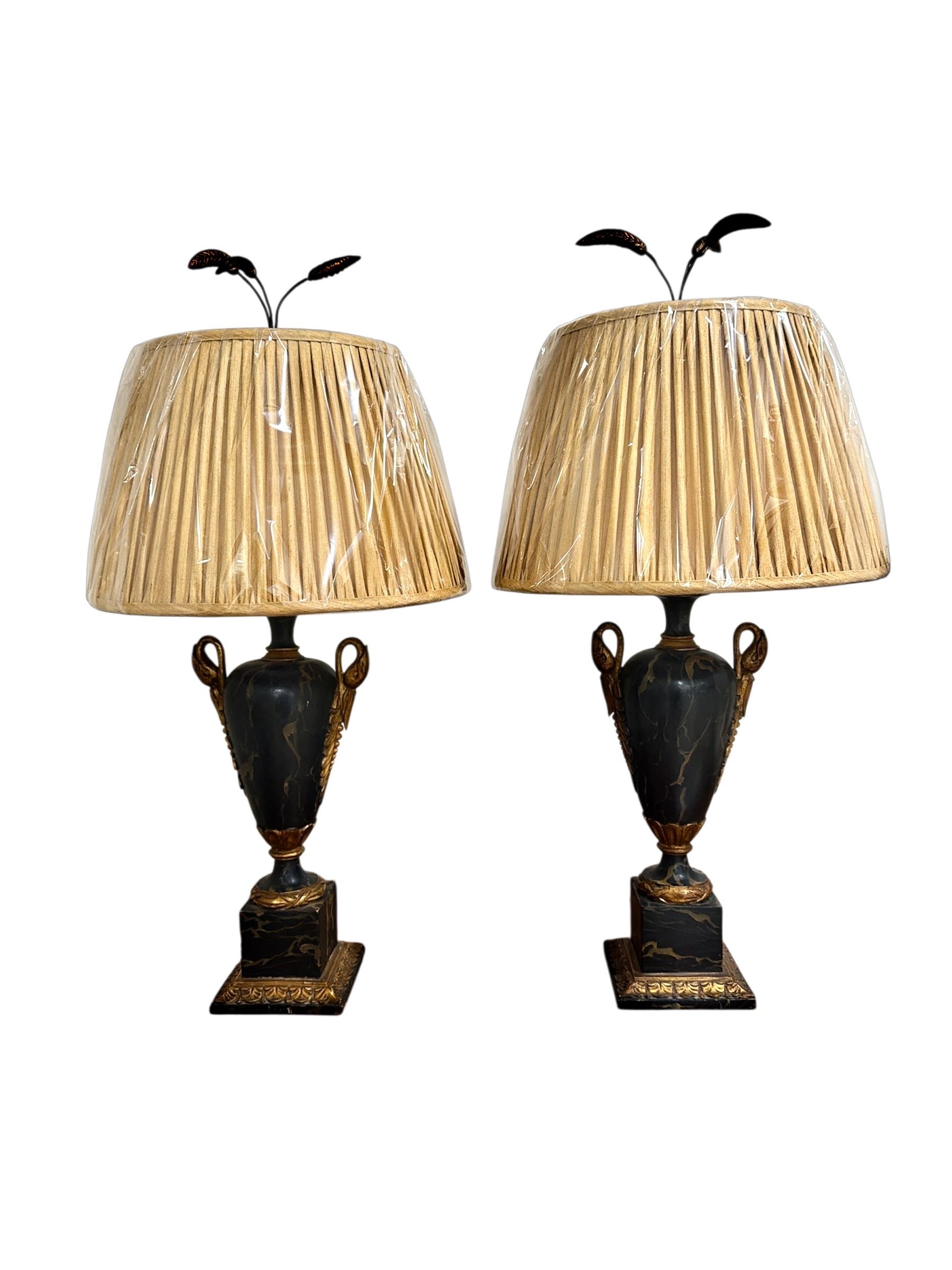 Pair of Black Swan Lamps
