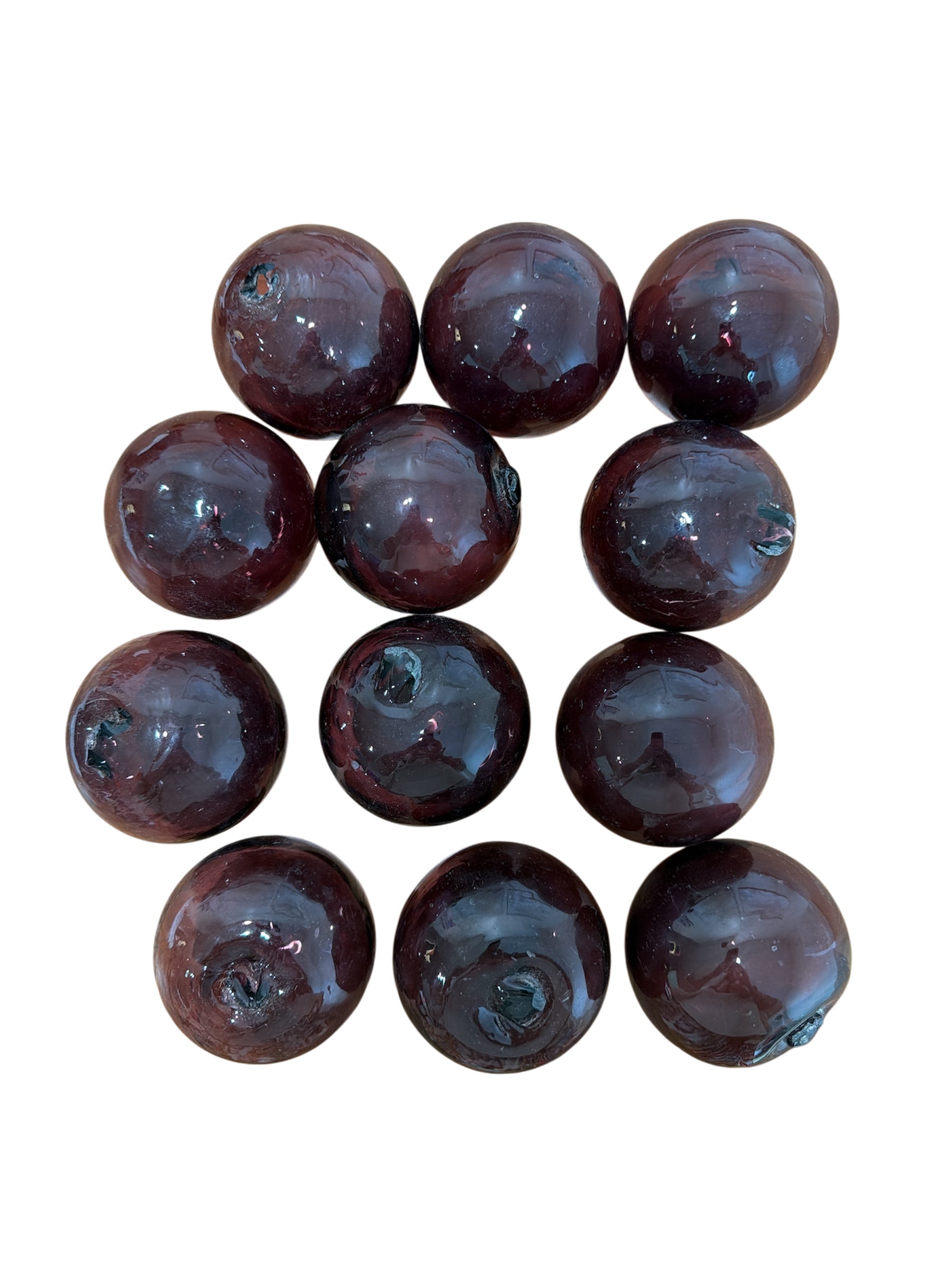 Set of 12 Purple Blown Glass Balls