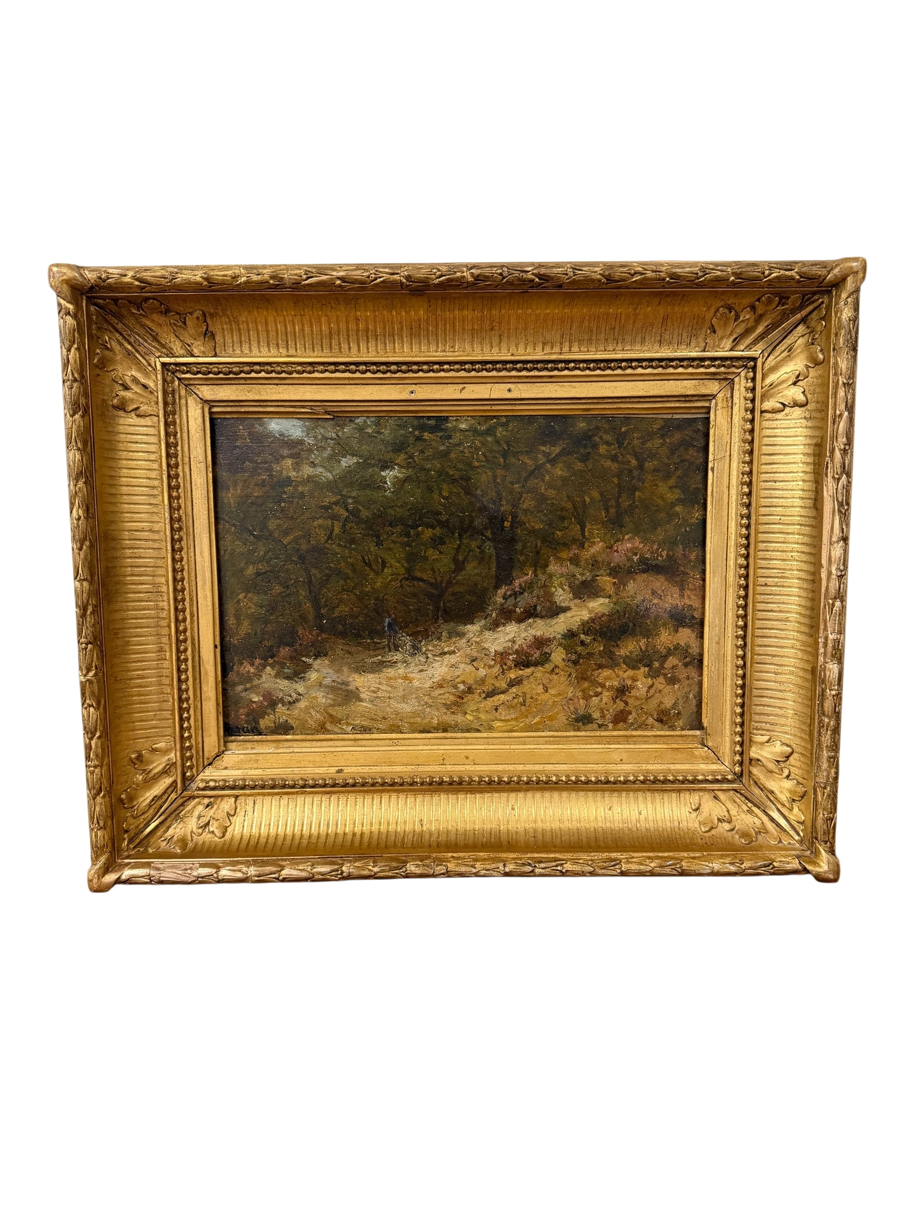 Antique Gilt-Framed Oil Landscape Painting