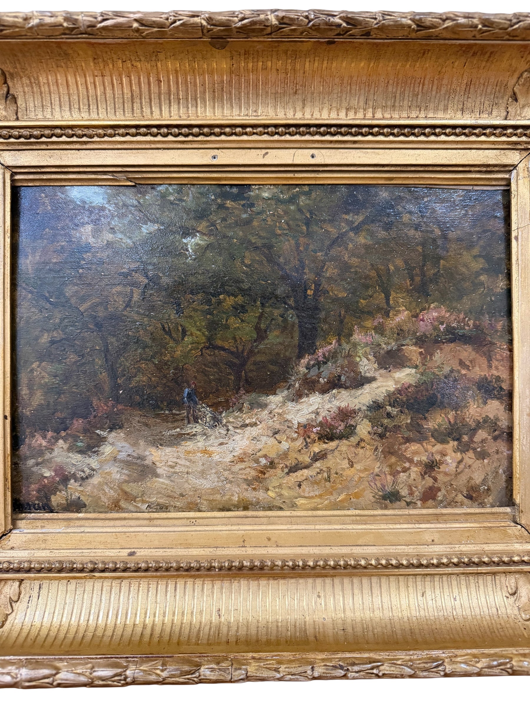 Antique Gilt-Framed Oil Landscape Painting