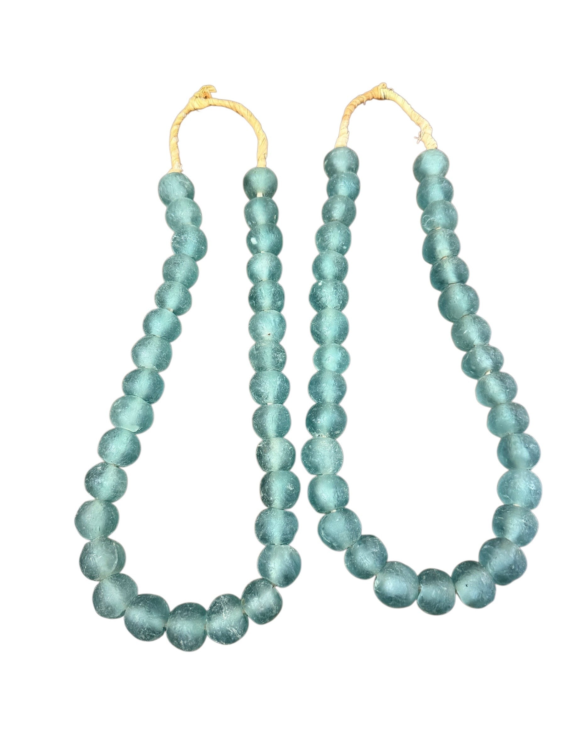Set of Two Large Aqua Stone Beads