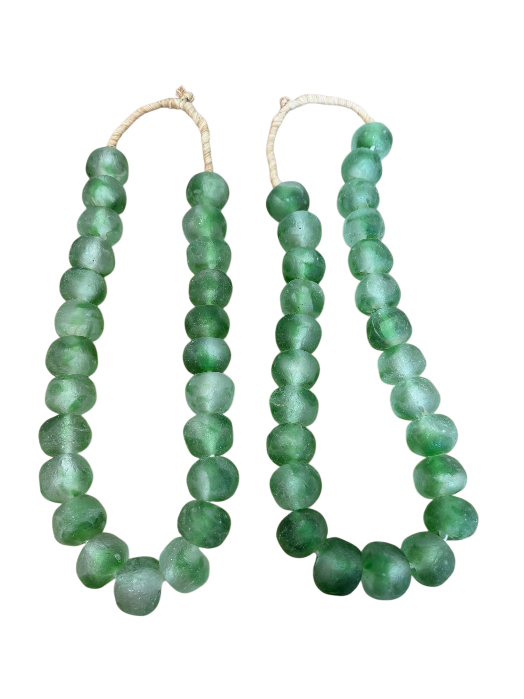 Set of Two Large Green Stone Beads