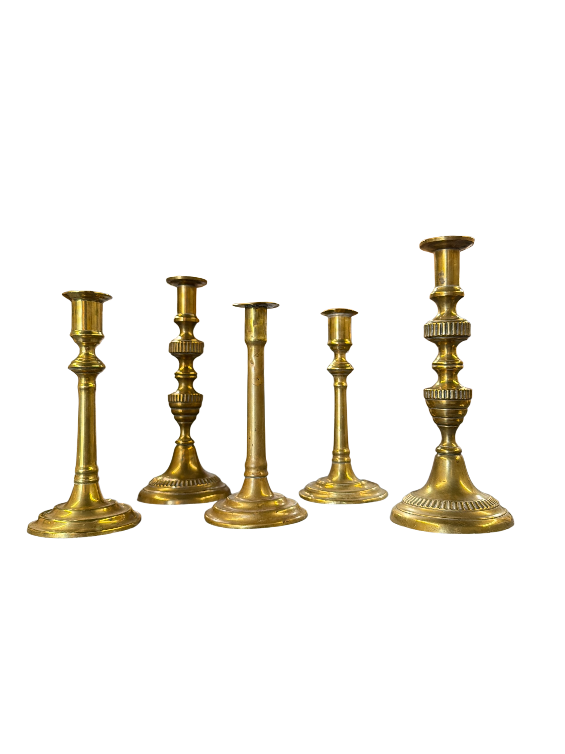 Collection of Antique Brass Candlesticks