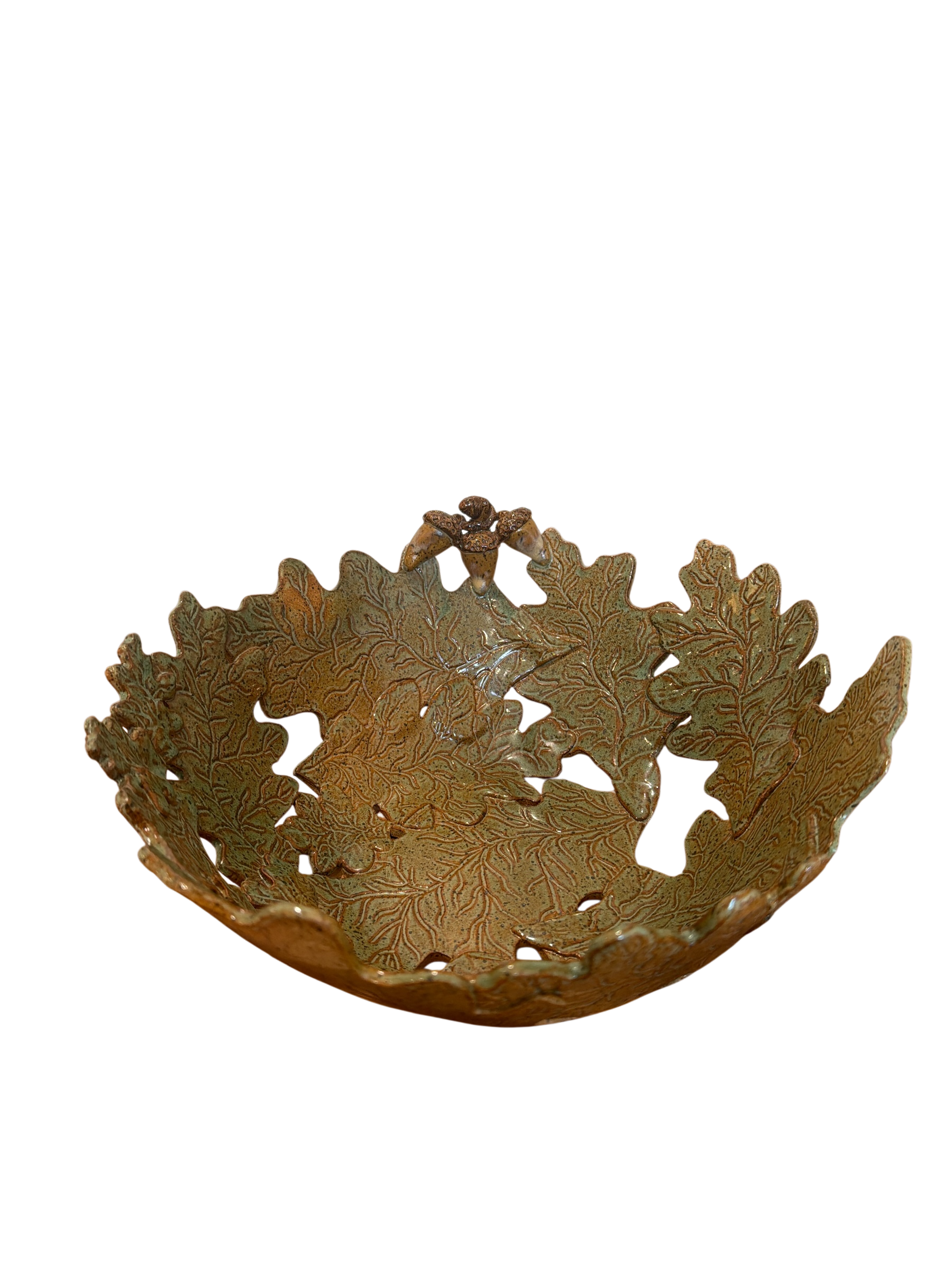 Signed Handmade Pottery Leaf Bowl