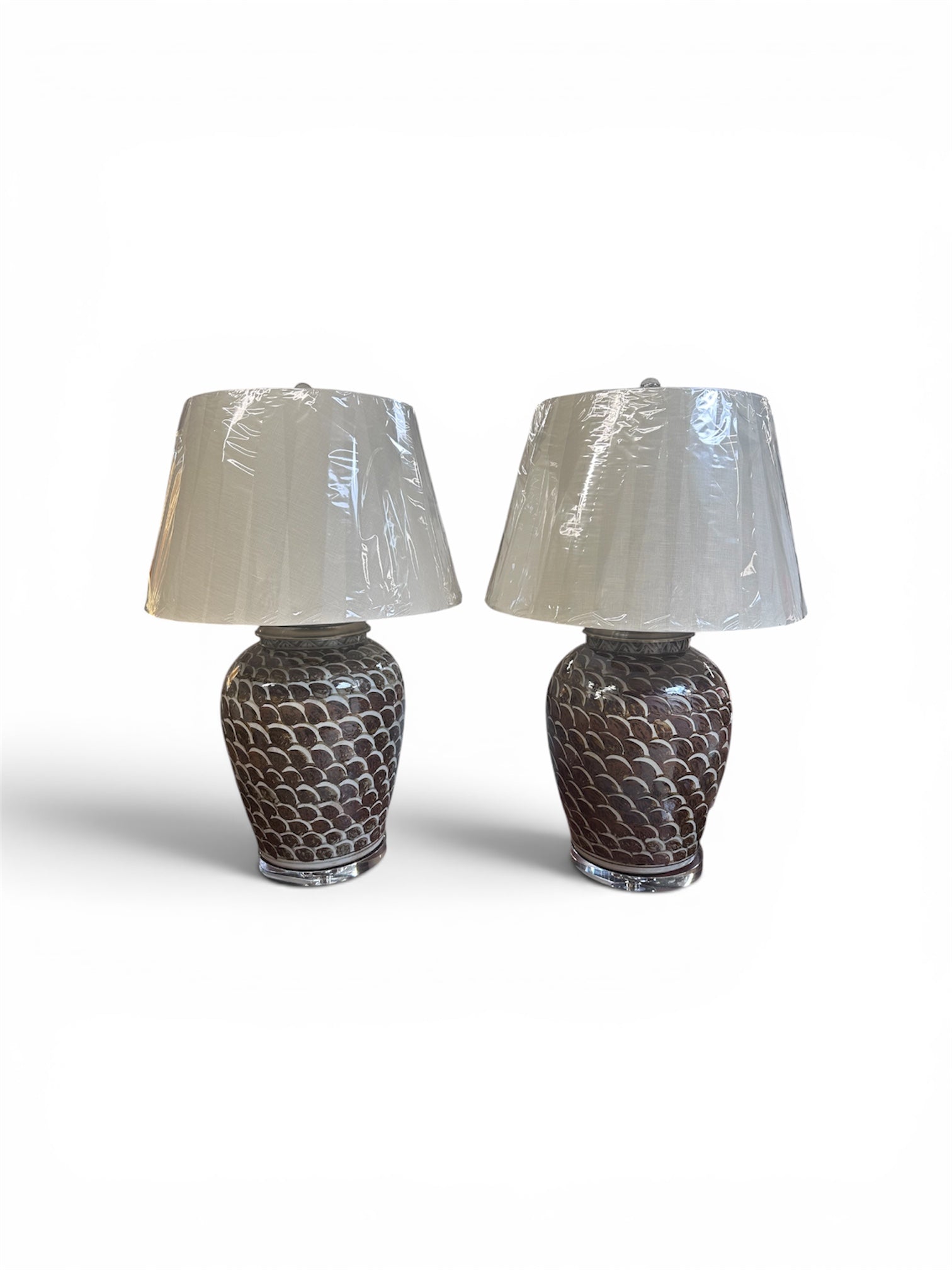 Pair of Brown Fishscale Lamps