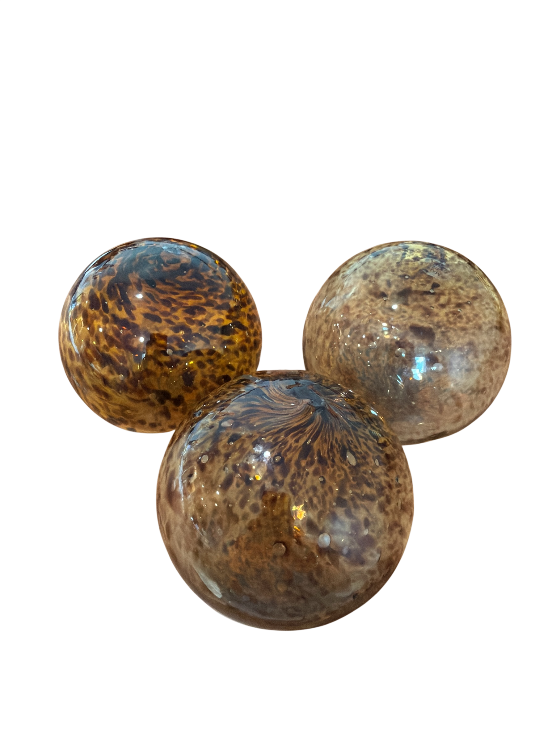 Set of 3 Tortoise Glass Balls