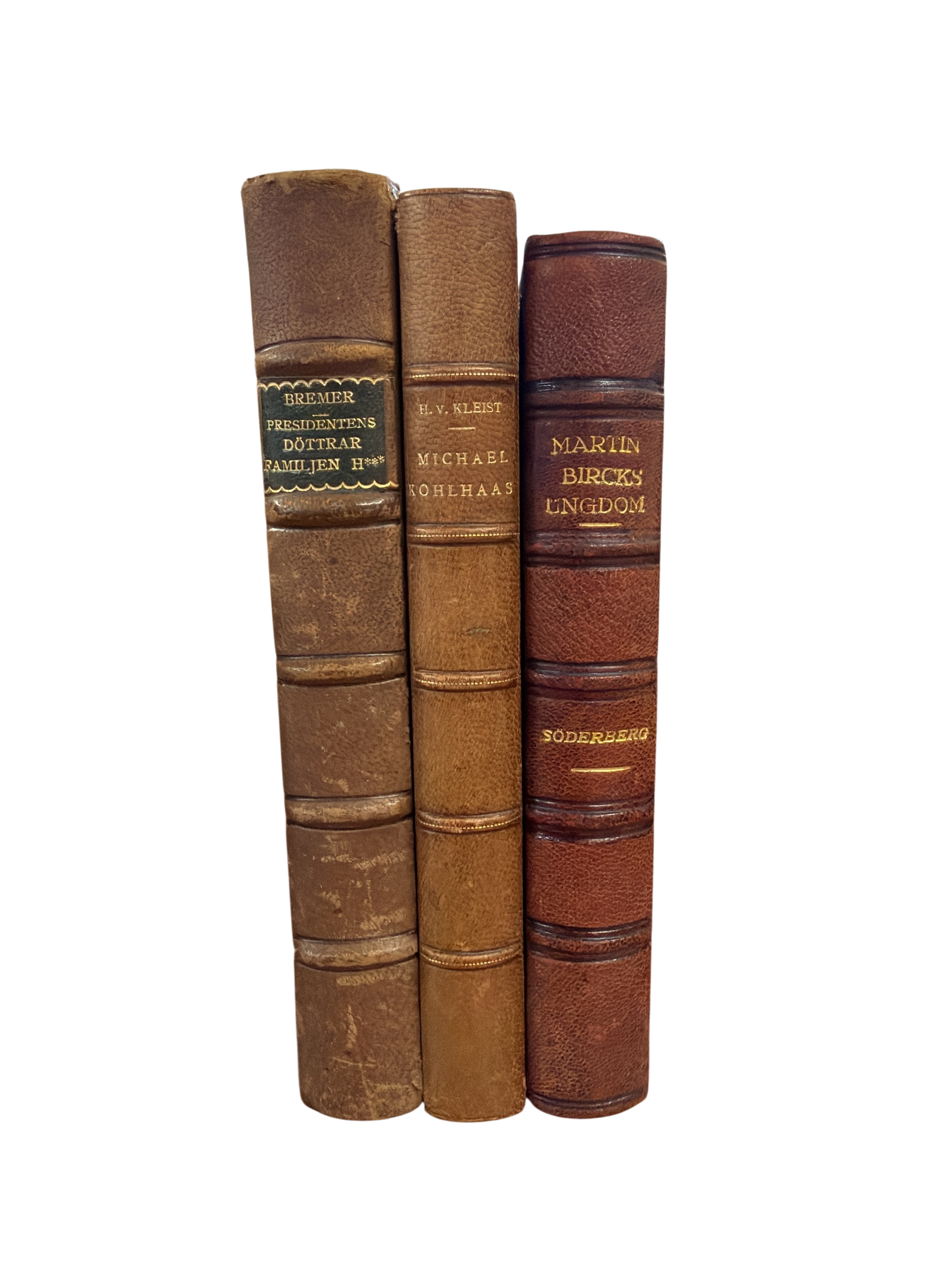 Set of 3 Mixed Antique Leather Books