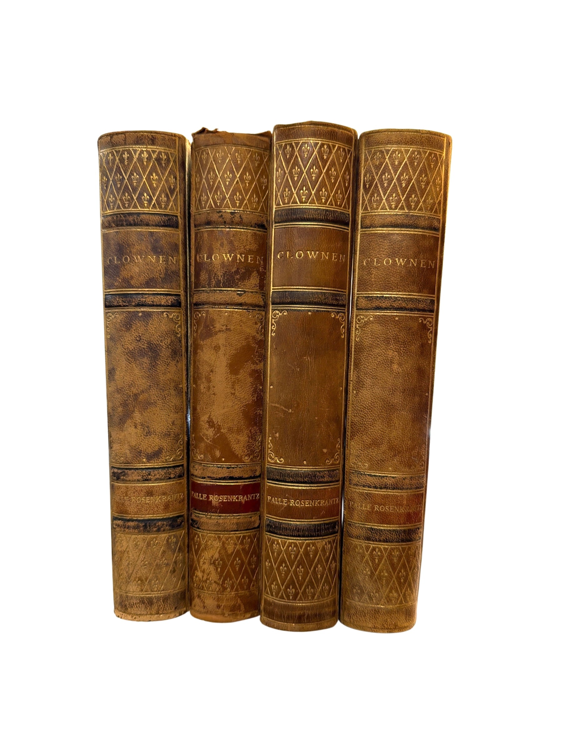 Set of 4 Clownen Collection Antique Leather Books