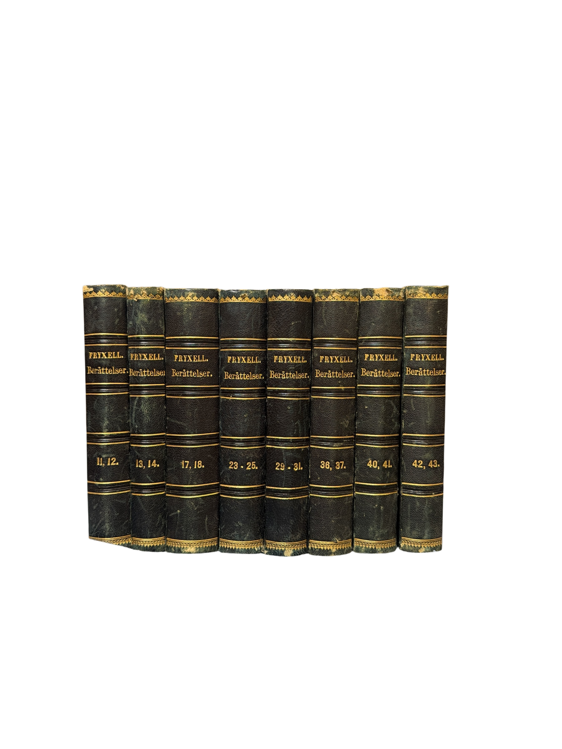 Set of 8 Antique Fryxell Berättelser Leather Books