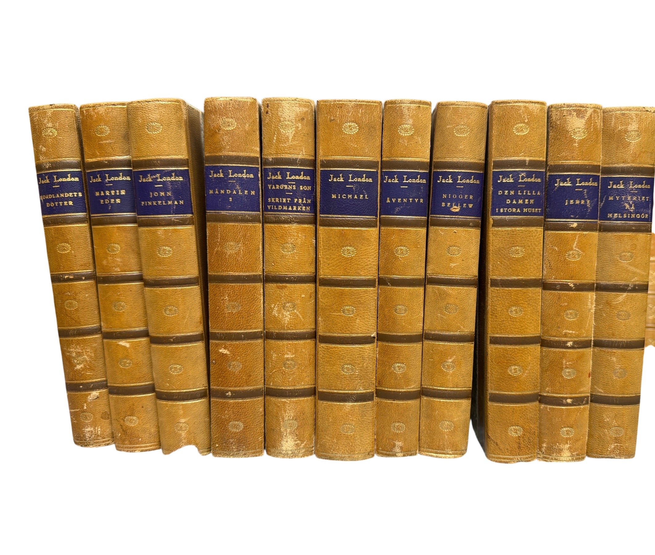 Set of 11 Antique Jack London Leather Books