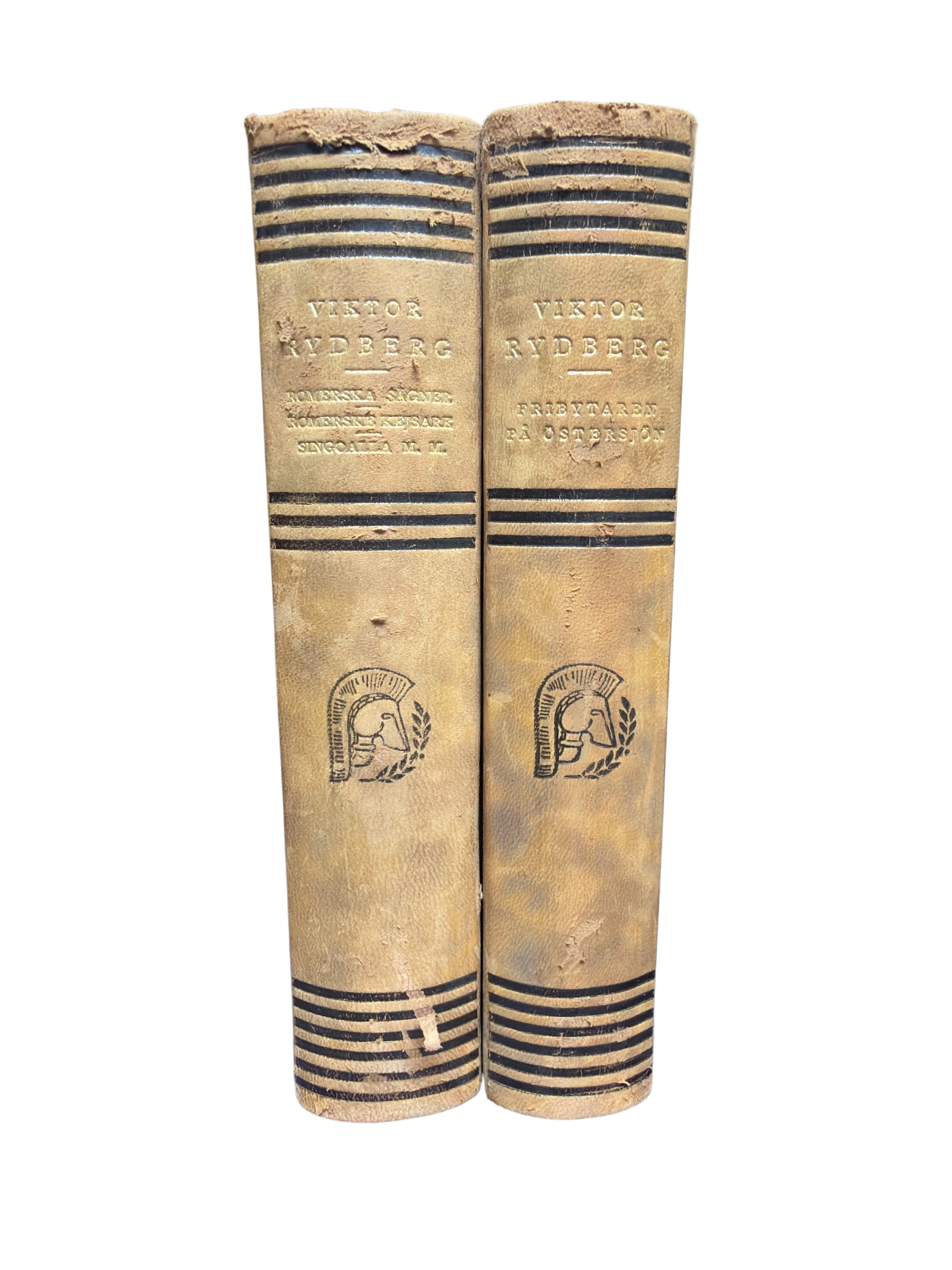Set of 2 Antique Viktor Rydberg Leather Books