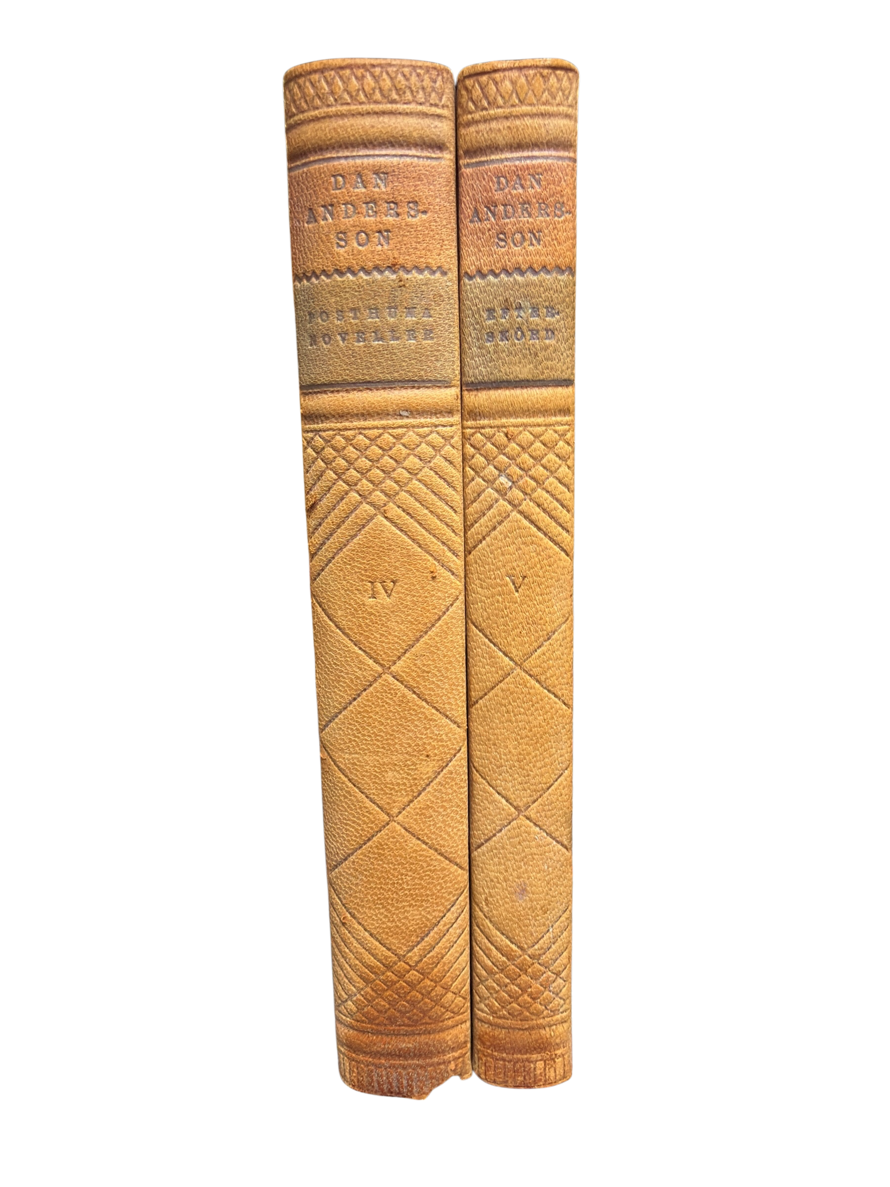 Set of 2 Antique Dan Andersson Leather Books