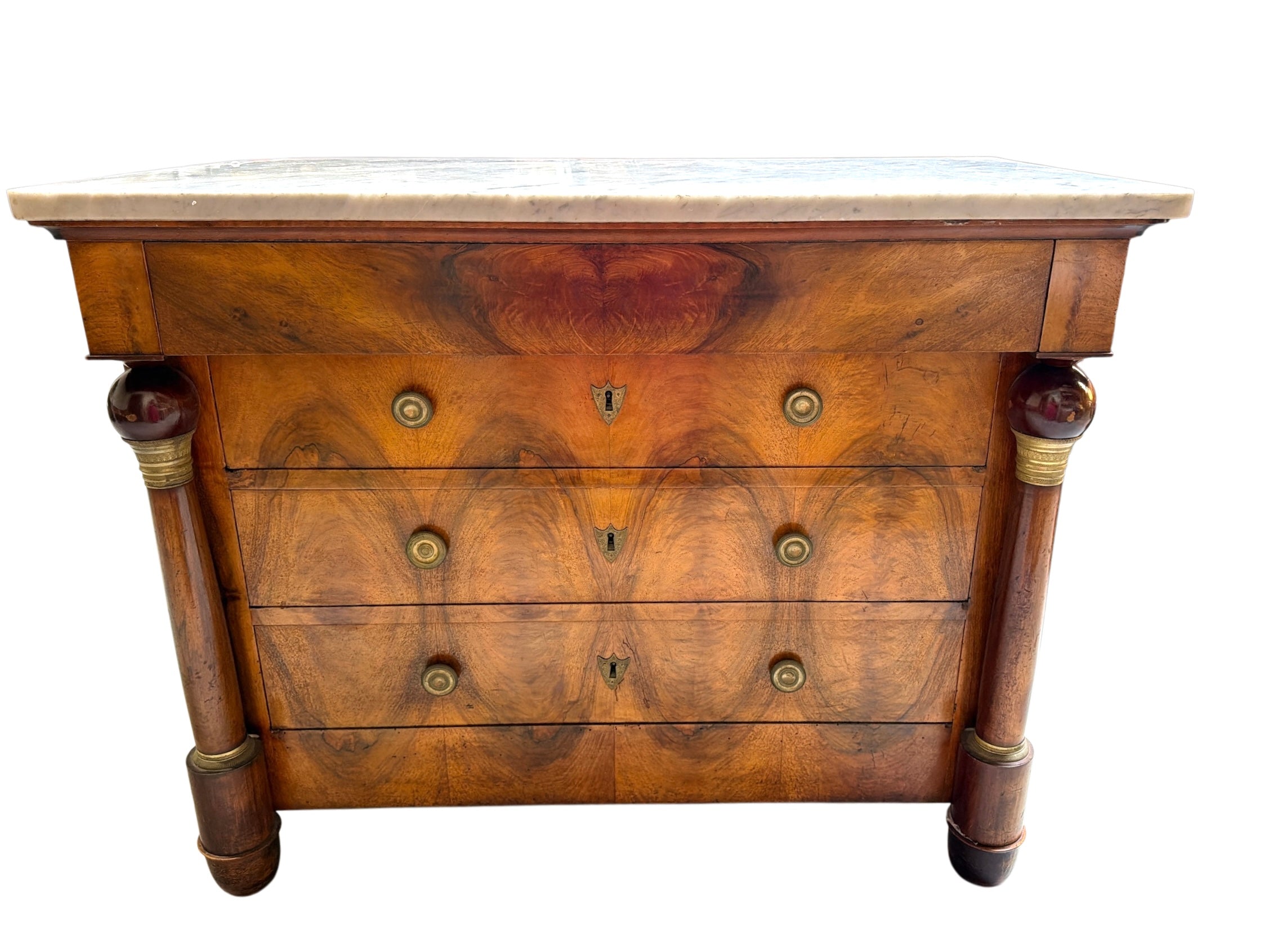 Empire Walnut Marble Top Chest