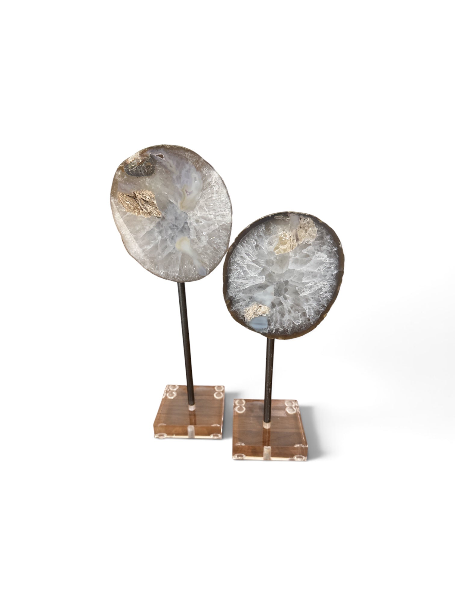 Pair of Agate on Acrylic Stands