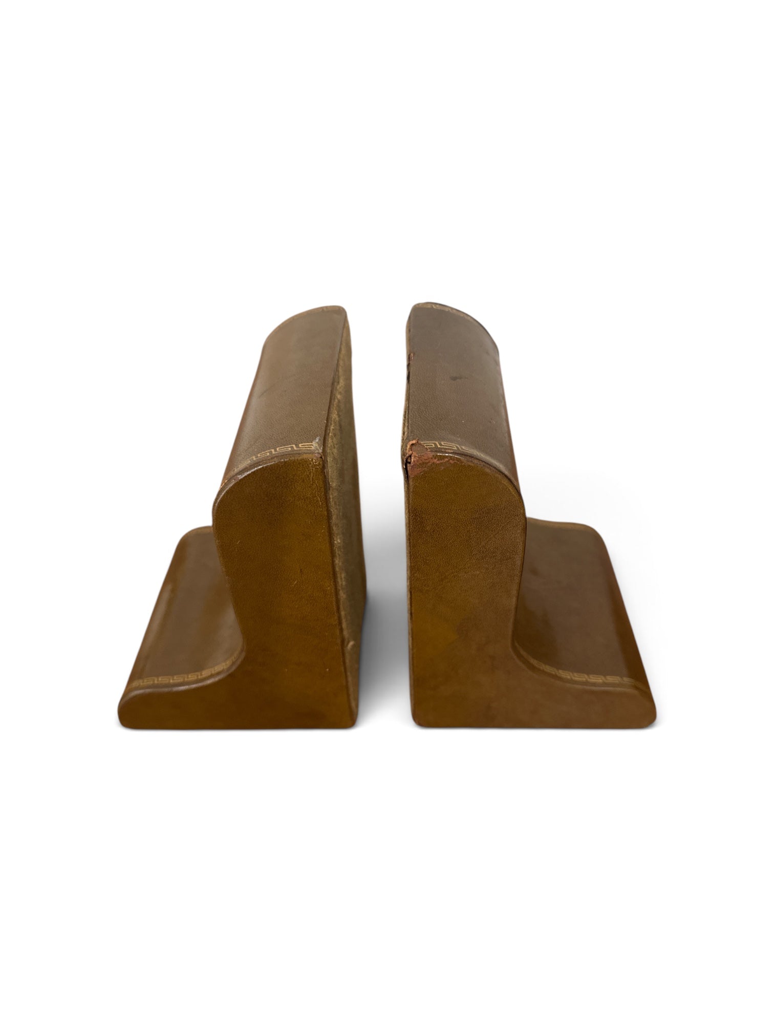 Vintage Leather Wrapped Bookends