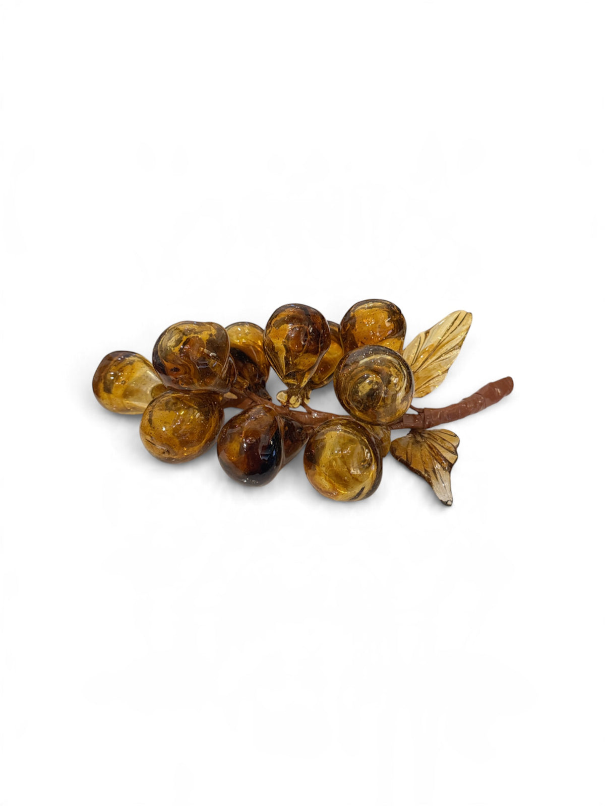 Amber Hand Blown Glass Grapes