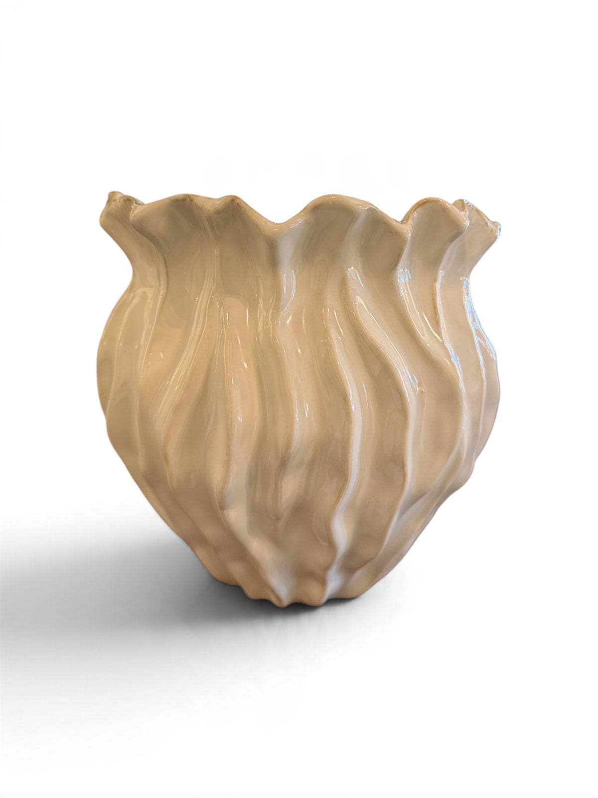 White Rippled Vase