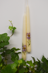 Set of 2 Pink Anemone Botanical Taper Candles