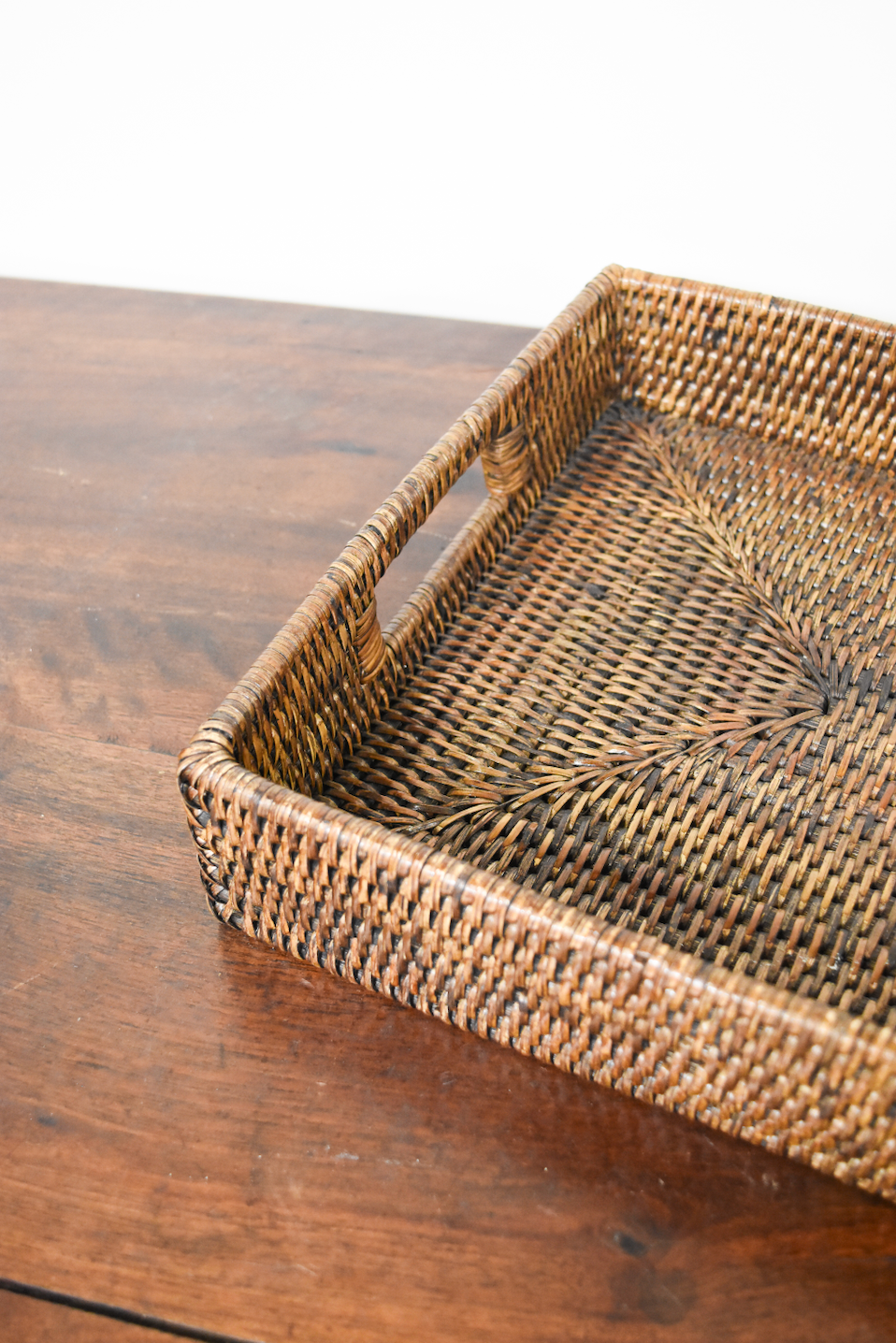 Antique Brown Wicker Tray