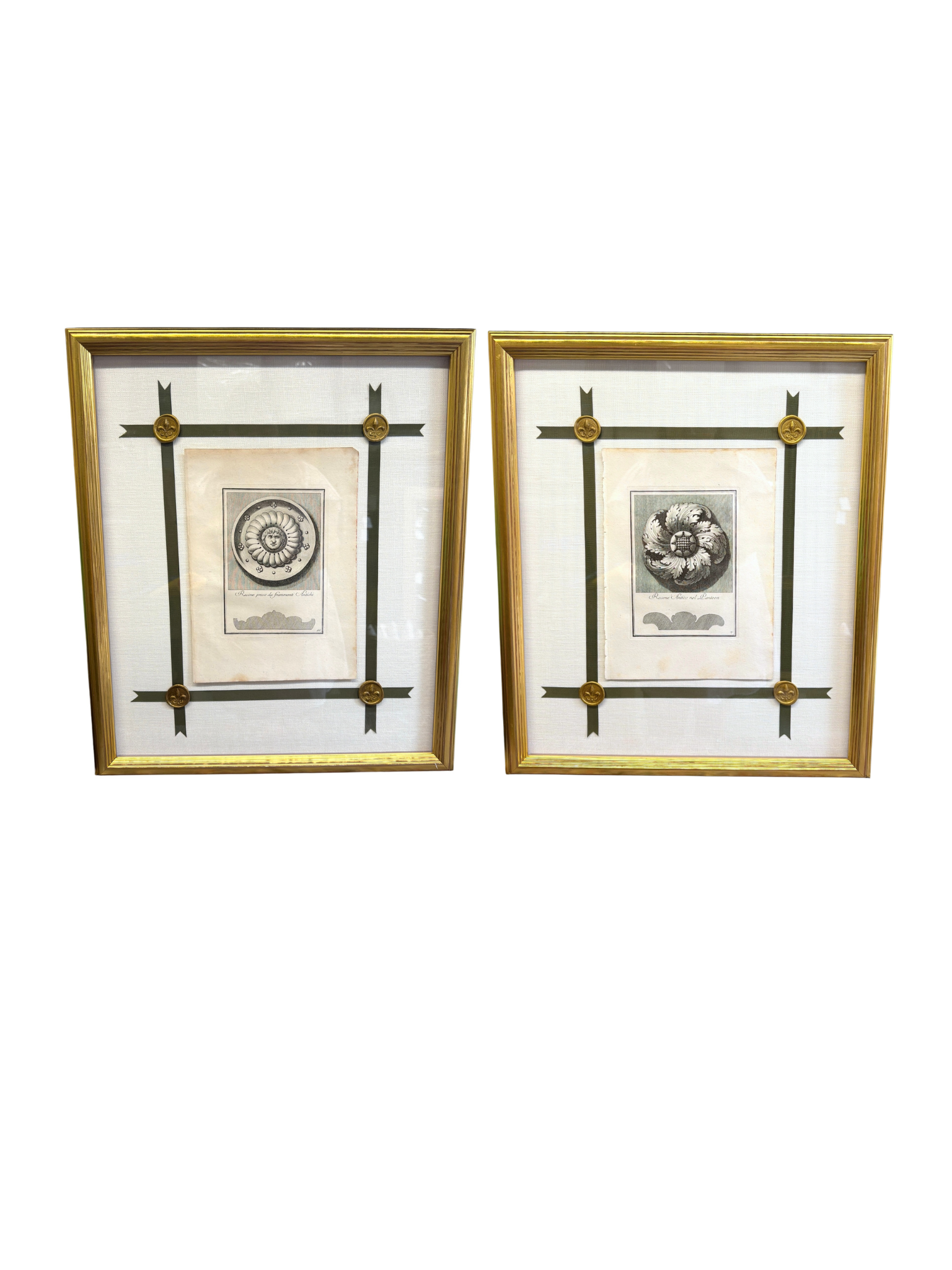 Pair of Black and White Medallions with Gold Seal No.1